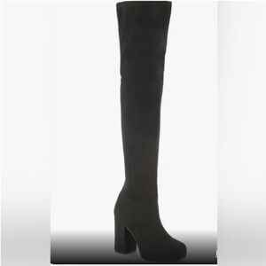 Mix No 6 Black Suede Over The Knee Block Heel Boots Size 9.5